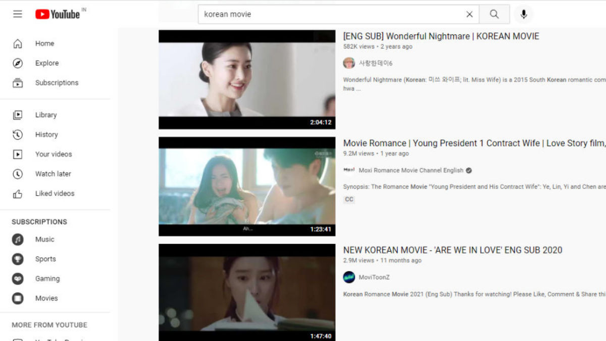 Youtube korean movies