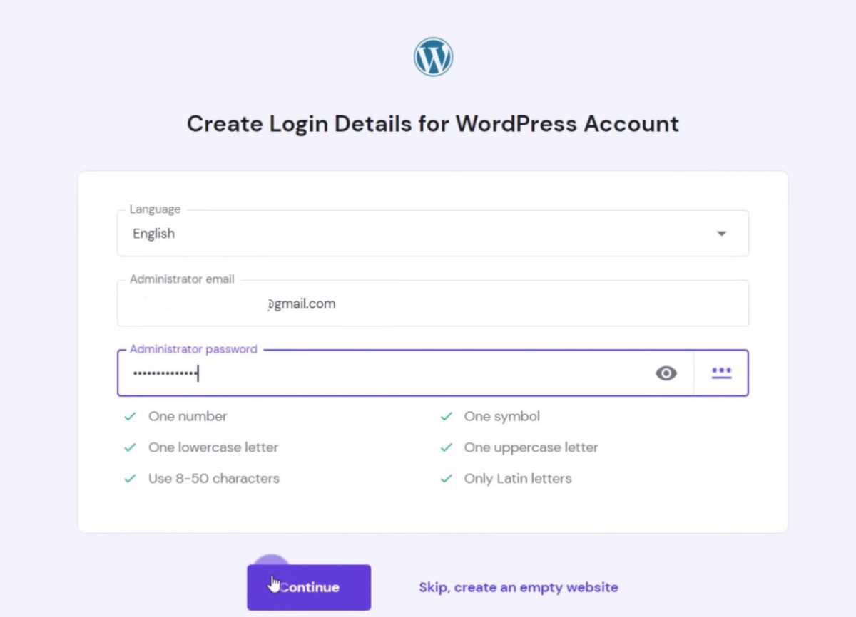 hostinger wordpress login